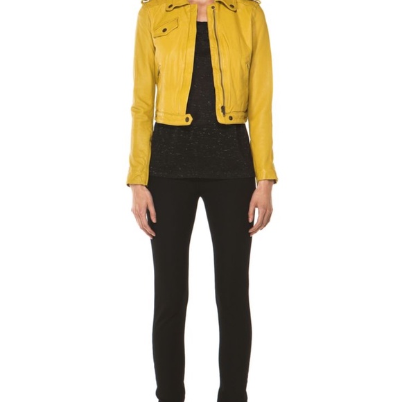 Current/Elliot Leather Moto - Yellow/Olive - Size 0 - Picture 7 of 7